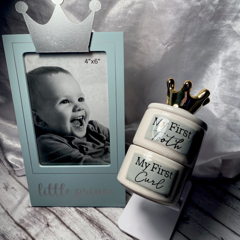 My First Tooth First Curl Keepsake Set Frame and Crown Boy New Baby Essentials​​